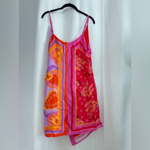 Farm Rio Mixed Print Scarf Mini Wrap Dress. Large - Picture 4 of 9